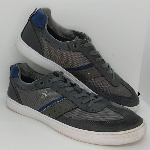 Penguin Designer Mens Pre-owned Gray/Green Suede/Textile Casual Sneakers- sz. 13 - Picture 1 of 6